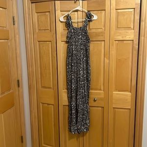 Black and white floral jumpsuit